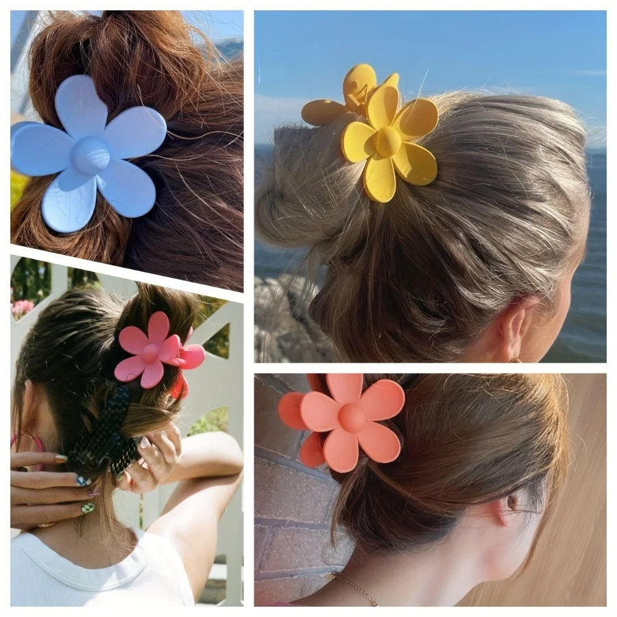 7pcs/set Ladies Multi-colored flower-shaped non-slip hair claw with various hair sizes and lengths using Bohemian style