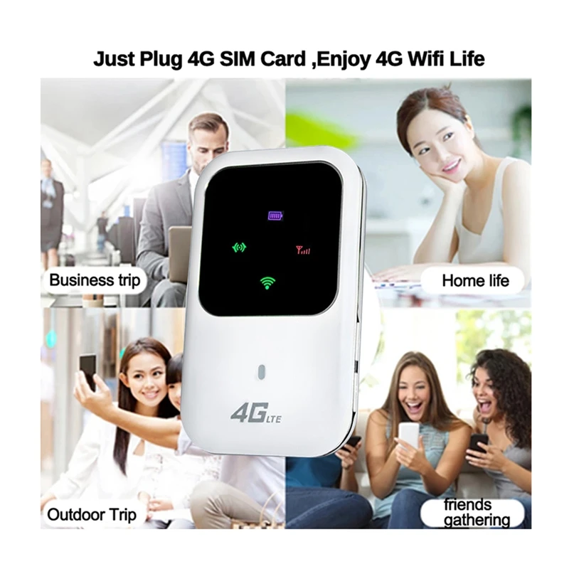 Mobile WiFi Roteador sem fio para carro, Hotspot móvel, plástico com slot para cartão Sim, bolso Mifi, 4G, 1 conjunto