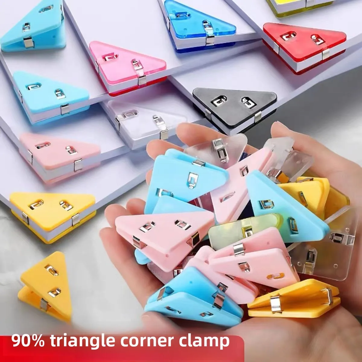 

10pcs Office Acrylic PP Triangle Clip - Transparent Anti-Curl Paper Clip, File Folder for Document Test Paper Storage Stationery