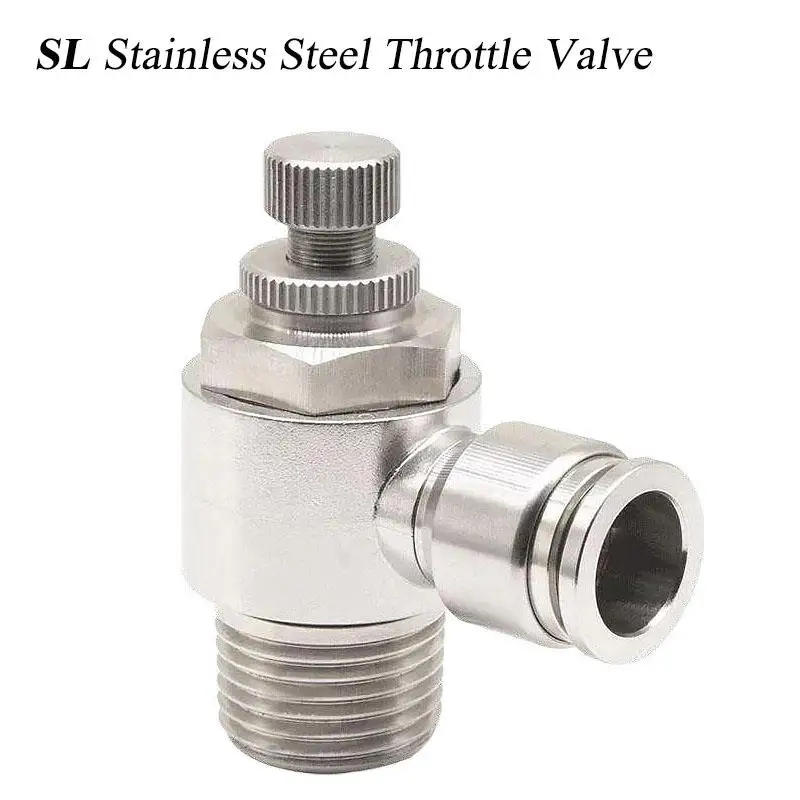 SL6-M5 SL6-01 02 SL8-01 304 Pneumatic Fitting Stainless Steel Throttle Valve Pressure Reduce Control Regulating SL10-02 SL12-02