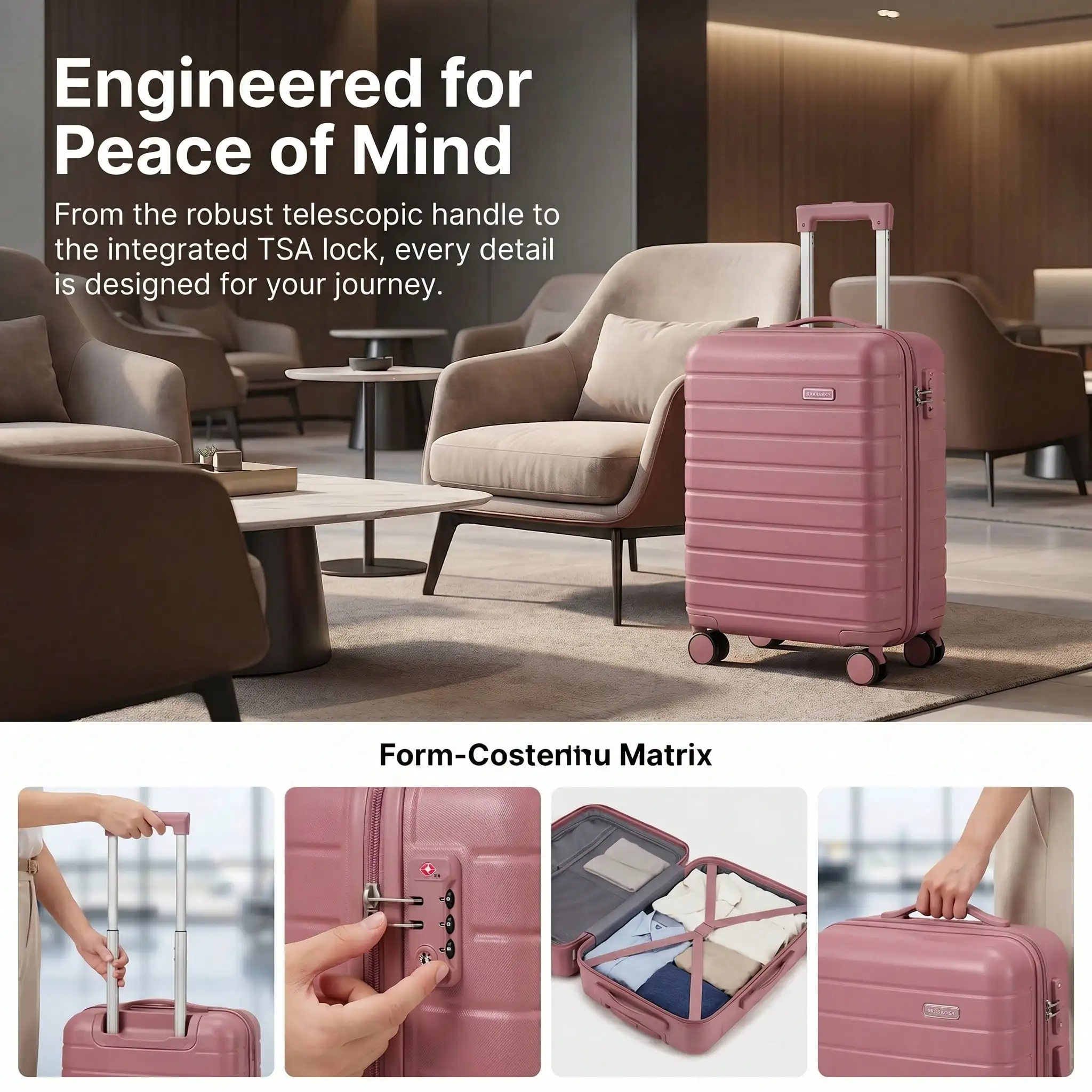 Hand Luggage Box, Trolley Box, Carry-On Luggage, 20-Inch Luggage Box, Mech-Anoid Style Luggage Box, ABS Material, Carry-On Bag, 360° Rotating Wheels, Silent Wheels, New Product Launch, Suitable For Students, Families, Schools, Business Travel And Outings.