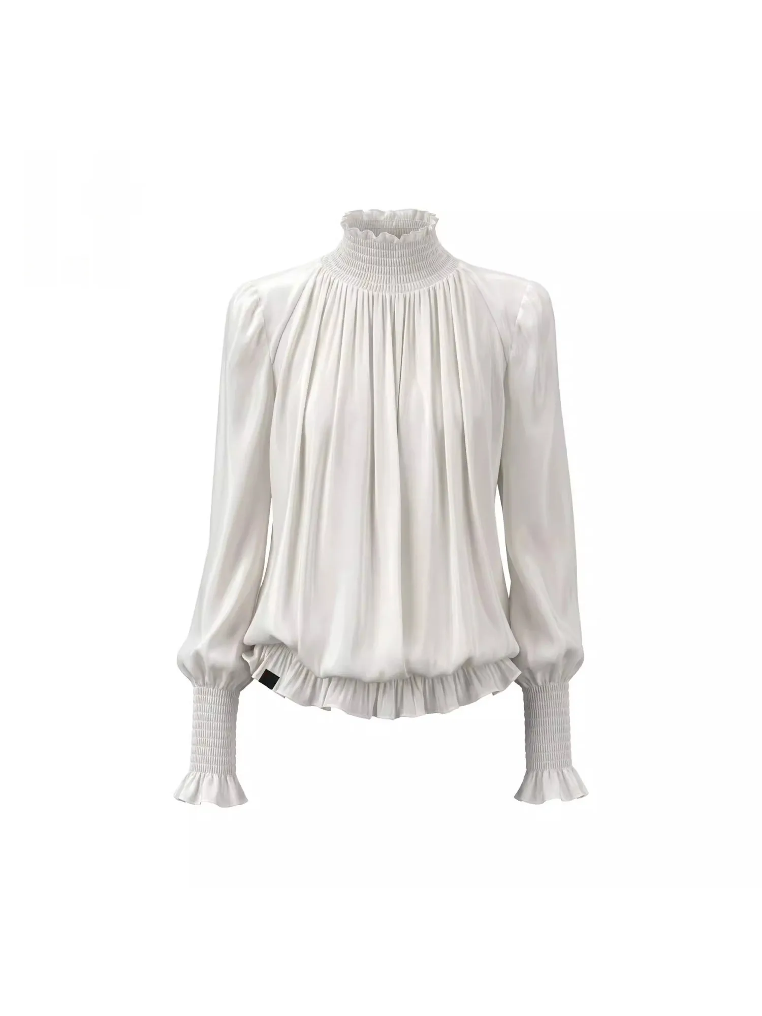 

Ele Pleated Court Bubble Sve irt Women's Spring Summer New Sle Versatile Youthful Sweet Top Casual Sle Polyester...