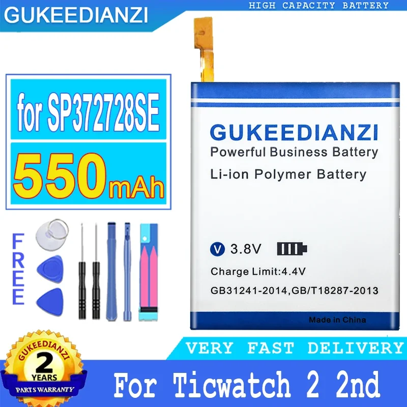 GUKEEDIANZI Battery 372726 SP372728SE for Ticwatch 1 2 E S, for Ticwatch 1 for Ticwatch2 46mm Batteria