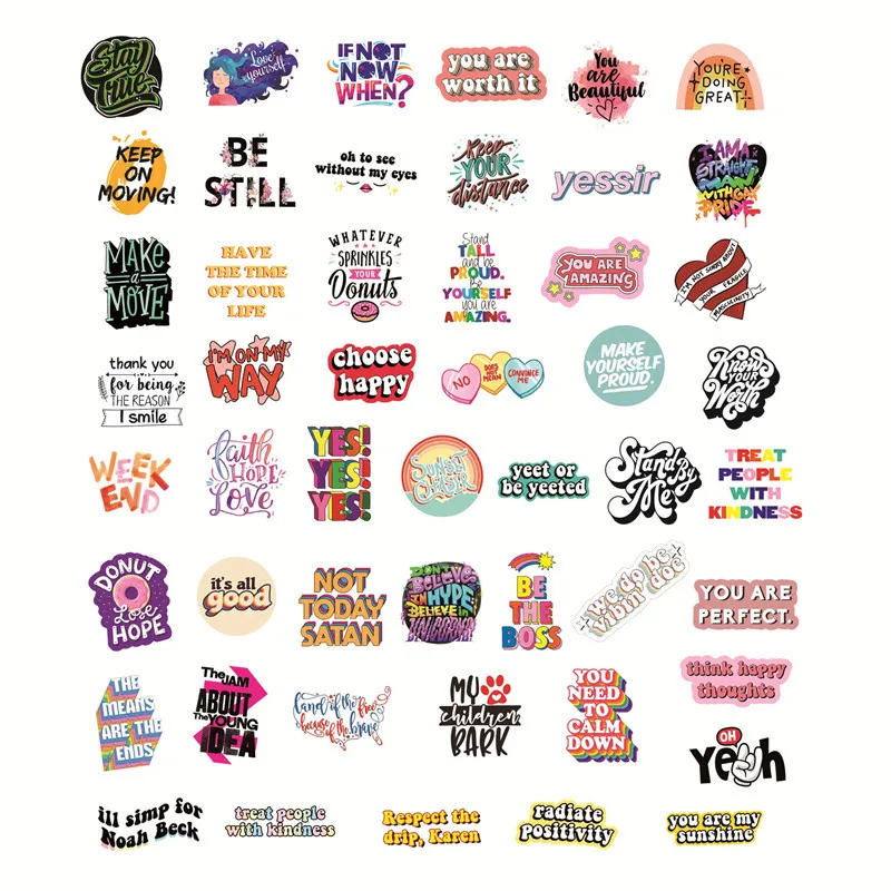 50Pcs Inspirational Quote Stickers Vision Board Motivational Sticker for Adults Teens Students Teachers Aesthetic Decals Gift