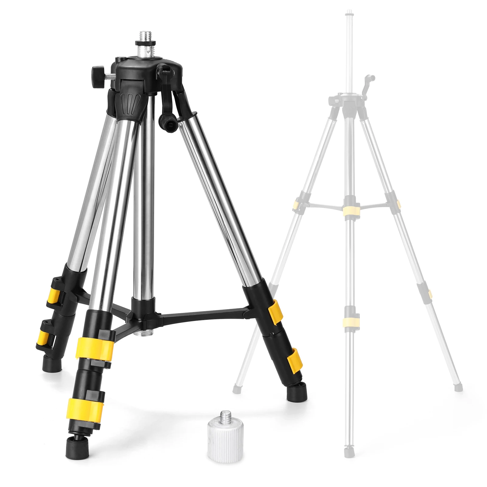 Suporte de tripé de barra de extensão de aço inoxidável de 0,45 M / 1,2 M / 1,5 M para nível de laser com adaptador de 5/8 polegadas a 1/4 polegadas