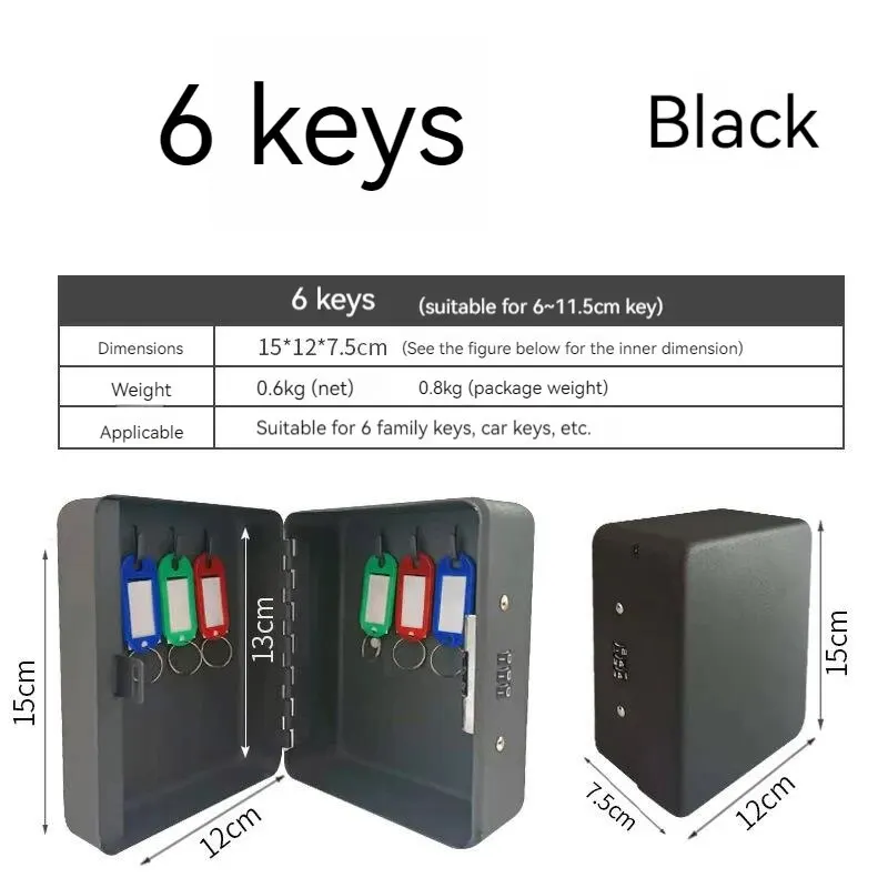 New 6 Keys Safe Storage Cabinet Password/Key Lock Spare Car Key Metal Organizer Box For Office Factory School Wall-mountable