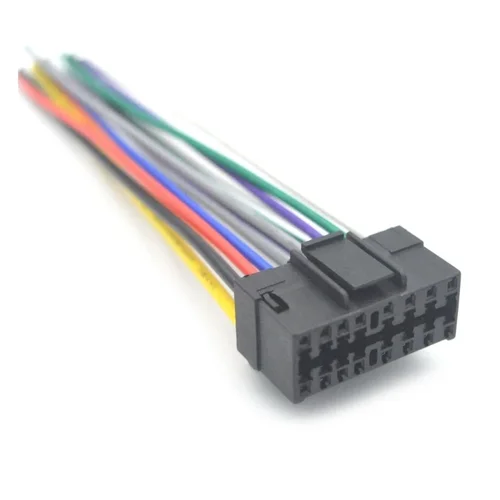 Arnés de enchufe macho de 16 pines para Radio estéreo de coche, adaptador de reproductor de Audio de Radio Sony JVC, Conector de arnés de cableado, Cable de reproductor de música