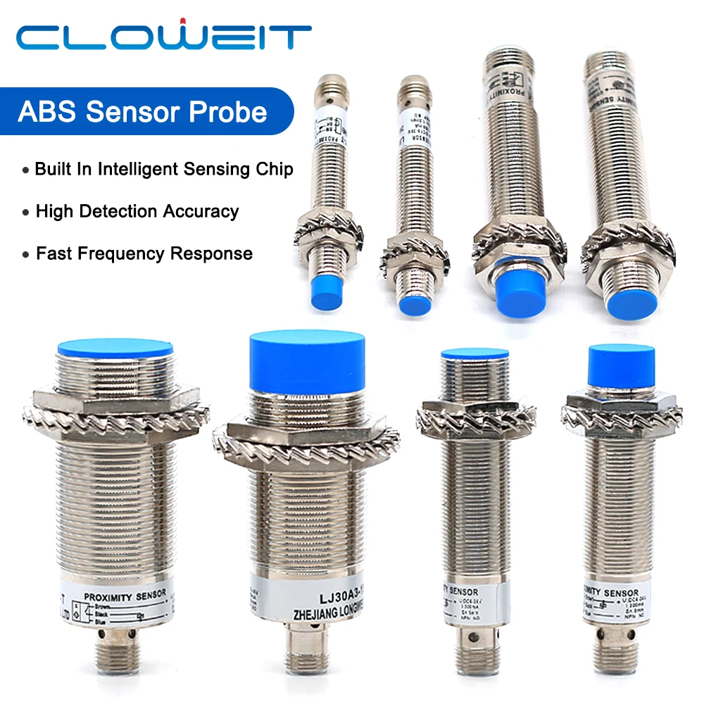 Cloweit Inductive Proximity Switch Series M8 M12 M18 M30 Aviation Induction Metal Three Wire Sensor Connector