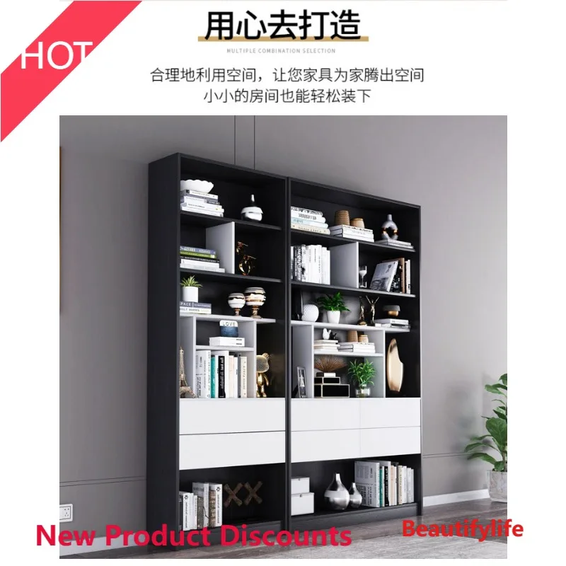 

DD45 Скандинавский минималистичный книжный шкаф из цельного дерева, напольный комбинированный светильник, роскошный шкаф для хранения в гостиной