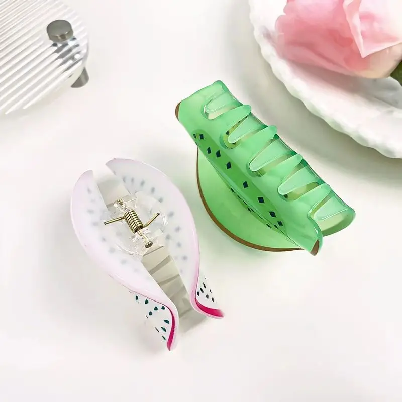 1pc Fruit based acrylic clip creative hair accessory, hair clip at the back of the head, high-end Korean version shark clip image 4