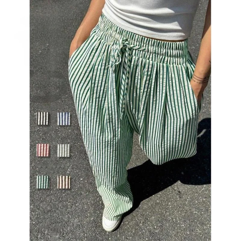 

Men's ort Pants Striped Print Straight Leg Pants Retro Sle Ciwalk Nine Points Length Micro Stretch Tee Acetate Fiber