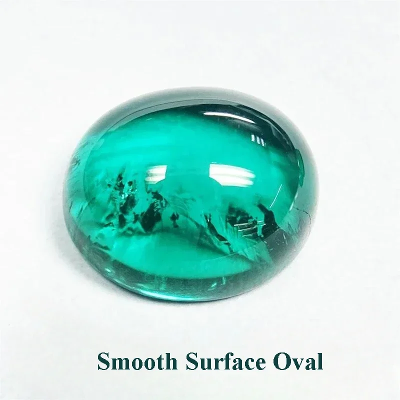 Lab Grown Smooth Surface Oval Cut Colombian Emerald Charms Gemstone DIY Ring Necklace Earrings Main Materials AGL Certificate