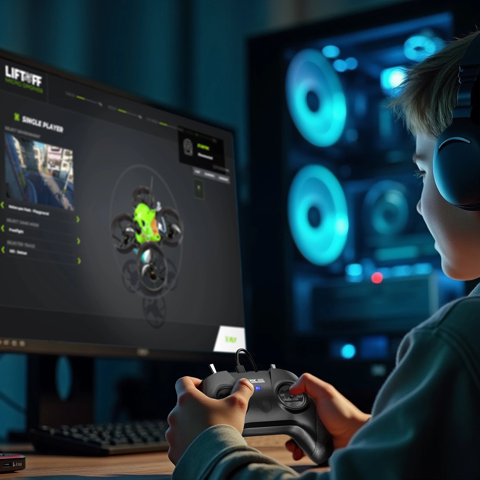 FPV Quadcopter Symulator lotu Uchwyt Pilot 8CH Początkujący Szkolenie Wsparcie Liftoff/Freerider/SkyDive/FPV na całym świecie