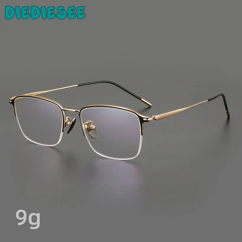 

DIEDIESEE New Ultra Light Retro Half Frame Anti Blue Titanium Material Glasses Frame Classic Men's Flat Light Glasses 89011