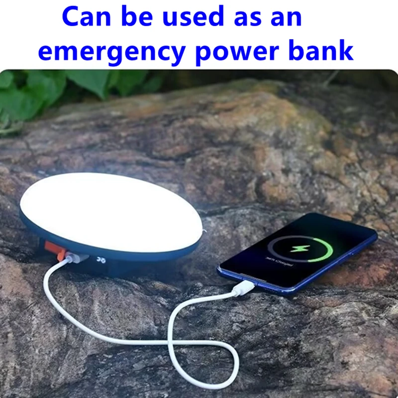 فانوس التخييم في الهواء الطلق المحمولة القابلة لإعادة الشحن مقاوم للماء مع 4 أوضاع عكس الضوء خيمة معلقة مصباح عرض مستوى البطارية