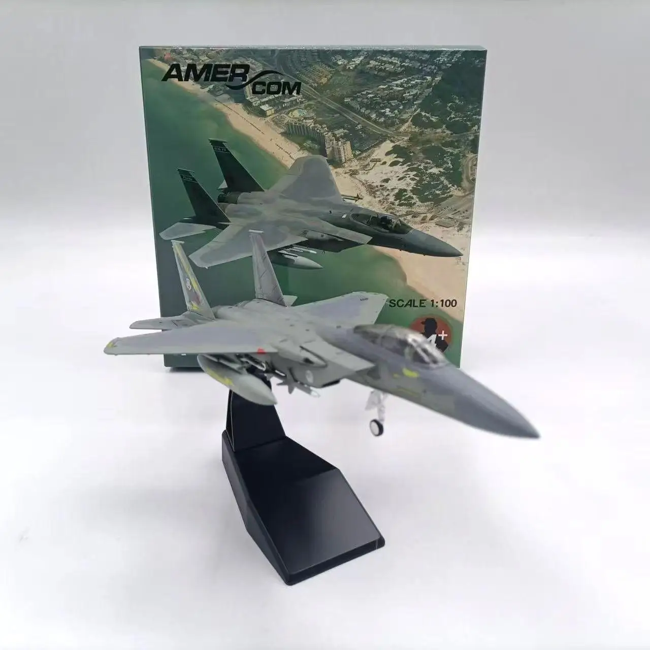 

Литой под давлением масштаб 1:100 F15 истребитель AMER, военная модель самолета из сплава, Коллекционная игрушка, подарок, сувенир, демонстрационный орнамент