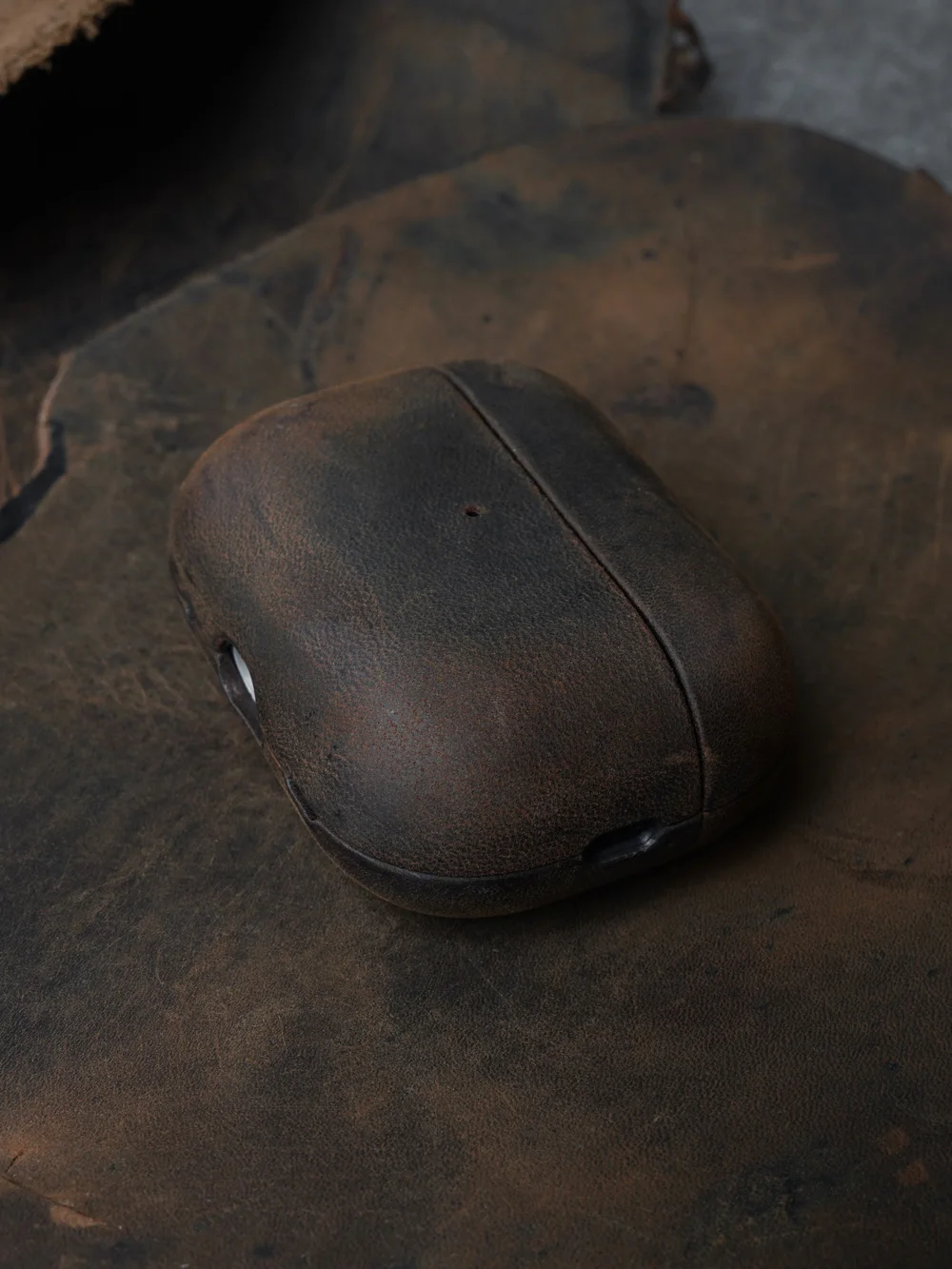 Italienische Crazy Horse-Echtledertasche für AirPods Pro 3 und 2 Luxushüllen, kabellose Bluetooth-Headset-Abdeckung – Detail 7