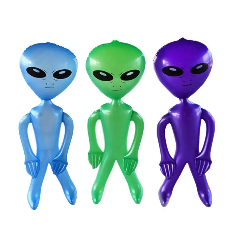 Novelty Alien Inflatable Doll Outer Space Theme PVC Balloon UFO Alien Inflate Toy Halloween Christmas Birthday Party Decoration