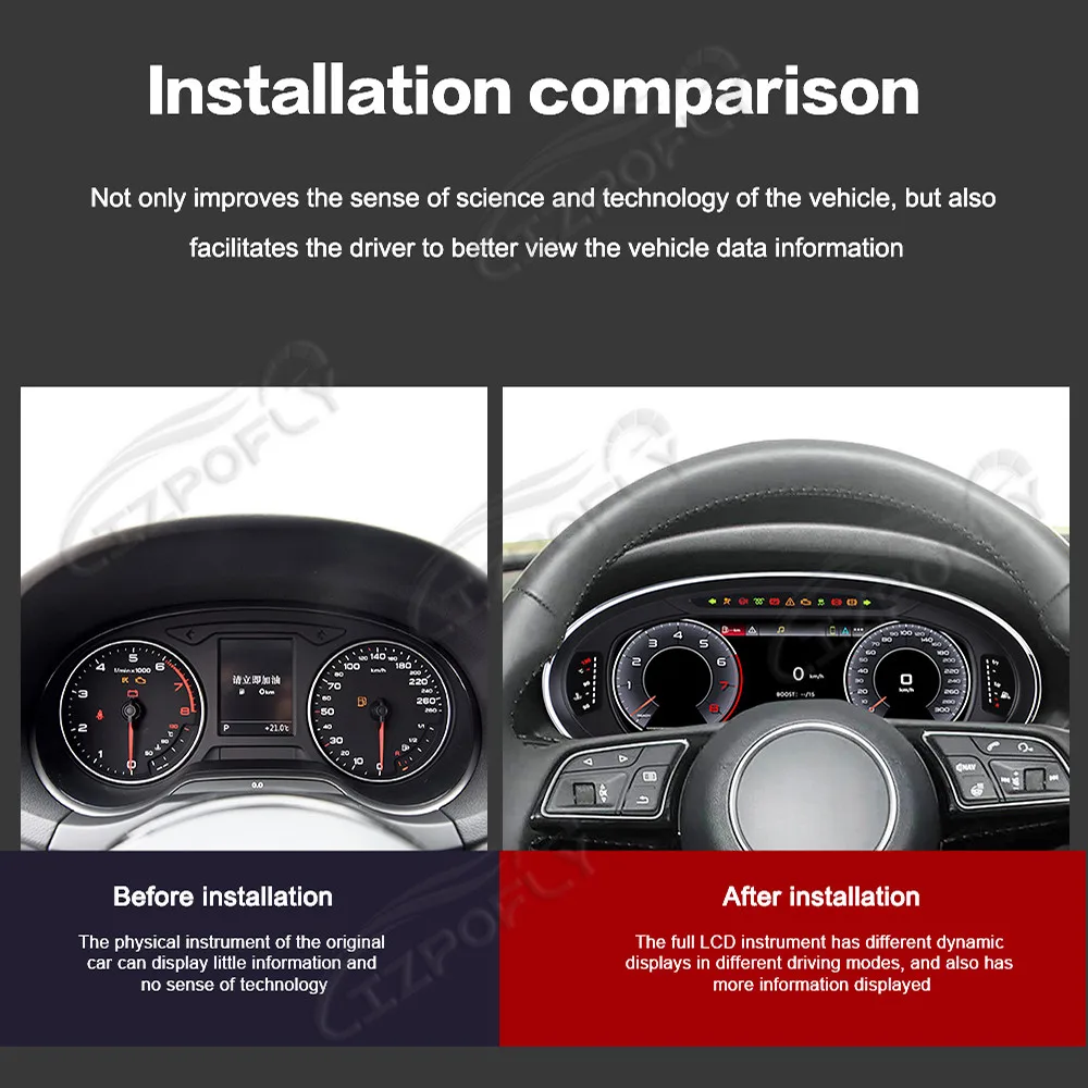 For Audi A3 2014-2020 12.3 Inch Full LCD Instrument Cluster Digital Dashboard Virtual Cockpit High Resolution Upgrade view 4