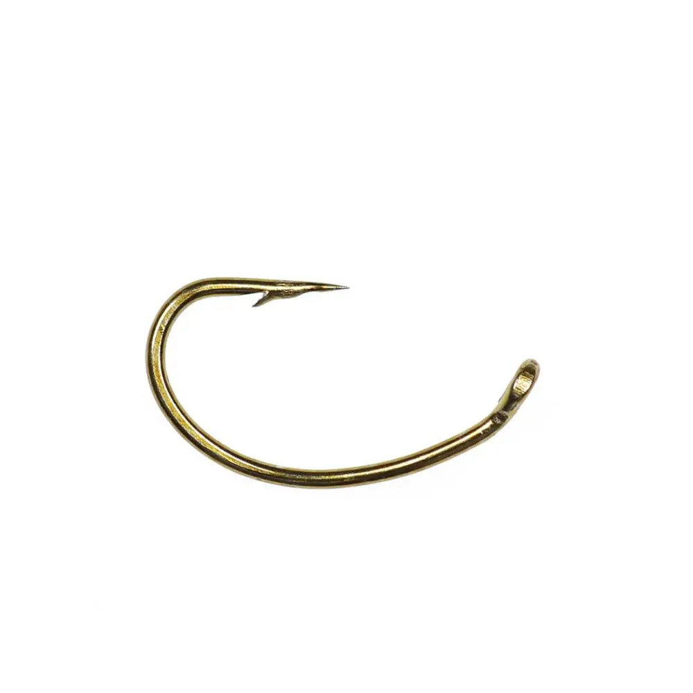 Bimoo 50PCS 100PCS  Bronze Barbed Curved Nymph Fly Tying Hook for Caddis Larvae Pupae Scuds Emerger Mayfly Trout Fishing lures