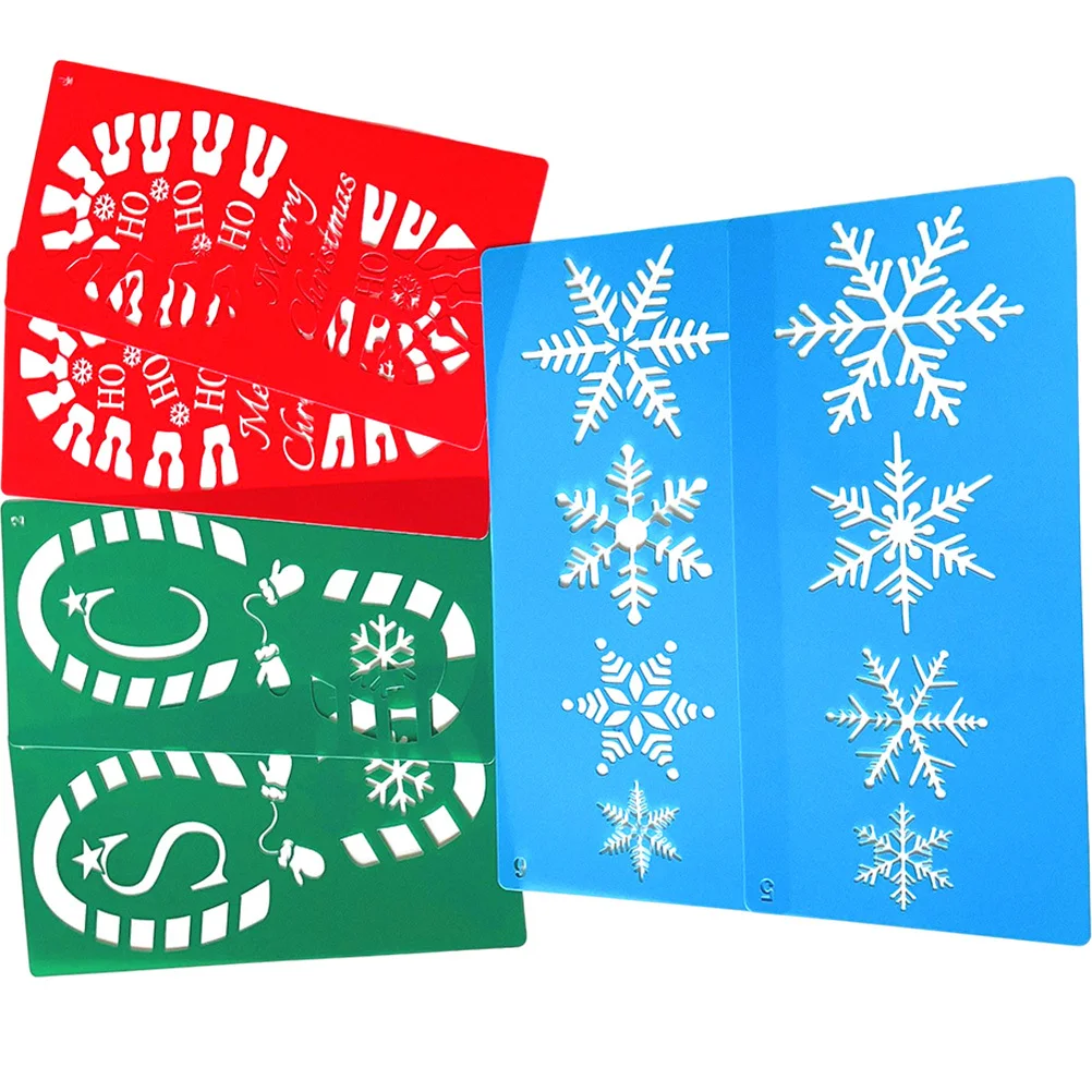 

6pcs Christmas Shoe Print Template Hollow Out Diy Craft Painting Templates For School Art Projects Xmas Stencil Snow Footprint