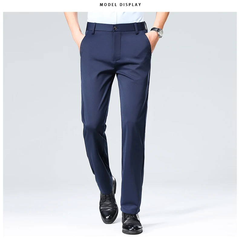 29-42 männer Sommer Dünne Mode Business Casual Anzug Hosen Lange Hosen männer Elastische Gerade Hülse Formale hosen Plus Größe – Detail 7