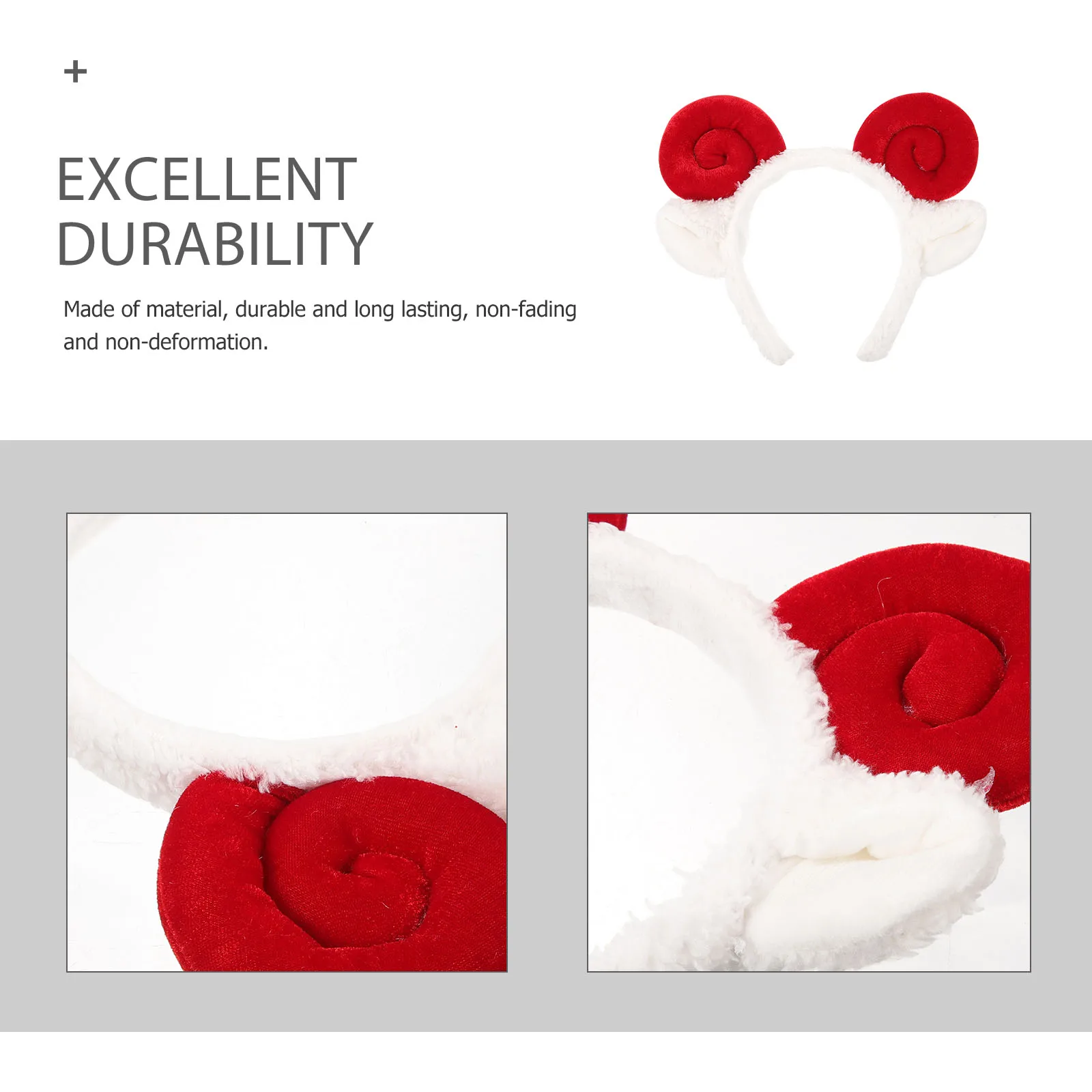 

Sheep Horn Headband Red Shofar Hair Hoop Elastic Adjustable for Spa Makeup Facial Mask Party Accessories Sheep Ears Hair Band