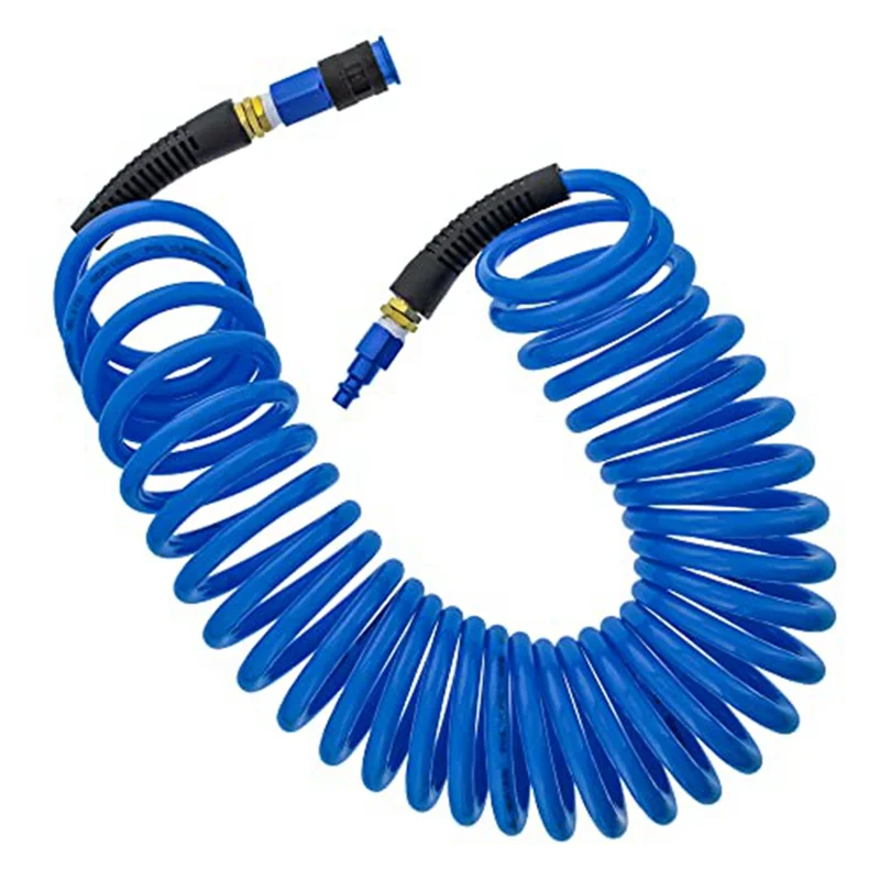 ABFW 1/4In X 25In Polyurethane - Air Hose+Bend Restrictors and 1/4In NPT Male Fitting Ends - Universal Quick Coupler