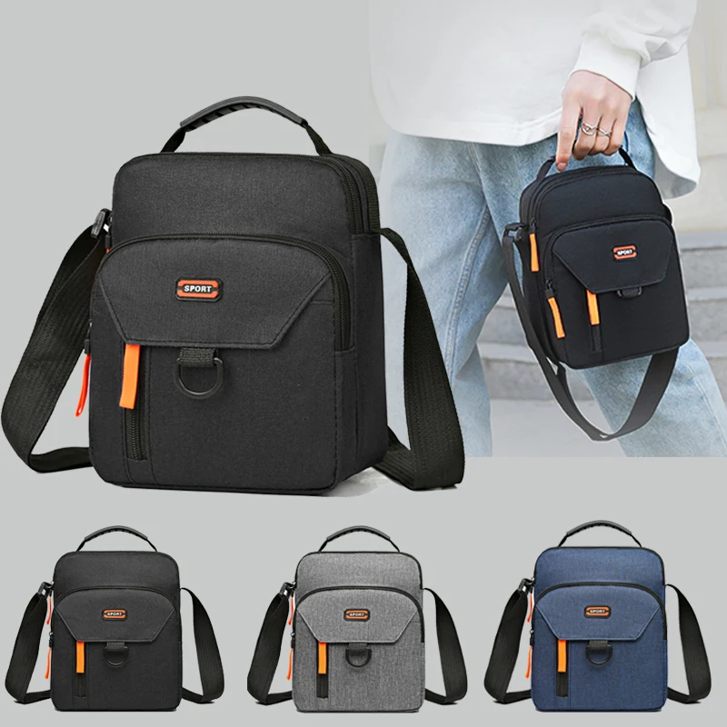 

Мужская сумка через плечо с многослойными карманами, повседневная сумка через плечо, мужская сумка, уличная маленькая сумка, цвет: черный, серый, синий