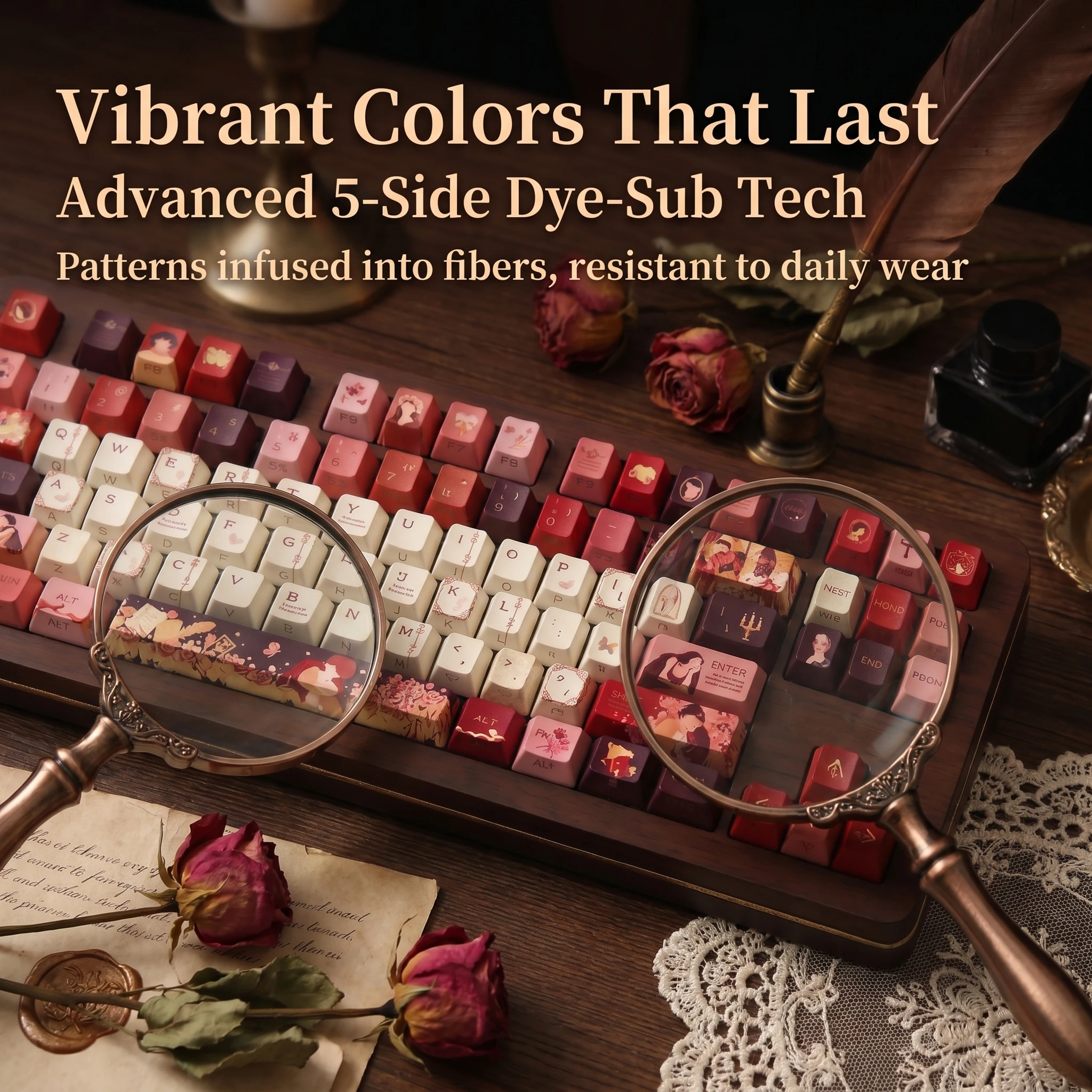 Premium 120 PBT Keycaps, Cherry Profile, Double Injection, Five-Side Sublimation, Anti-Oil, Universal Mechanical Keyboards