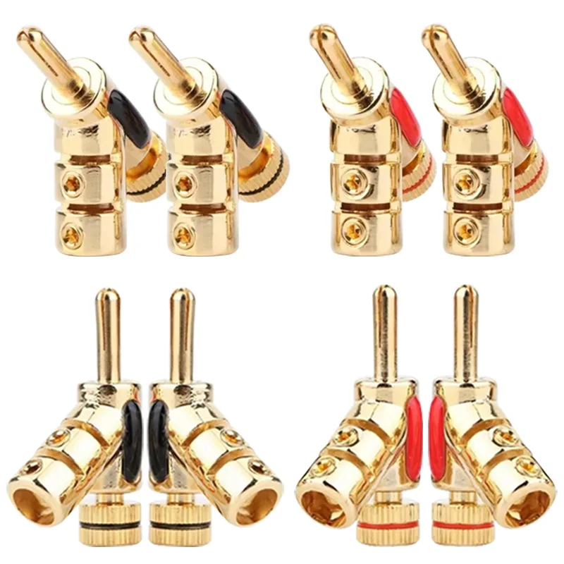 

2/4/8Pcs High Performance 24K Gold Plated Banana Plug 45 Degree Locking Audio Banana Connector For HiFi Speaker Cable