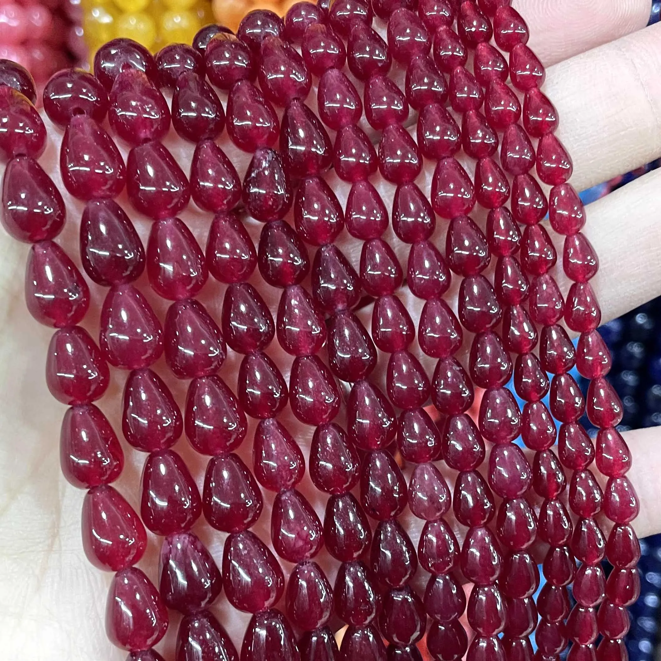 4 5 6 7 8 MM Natural Water Drop Red Chalcedony Jades Stone Loose Spacer Beads For Jewelry Making DIY Earrings Accessories