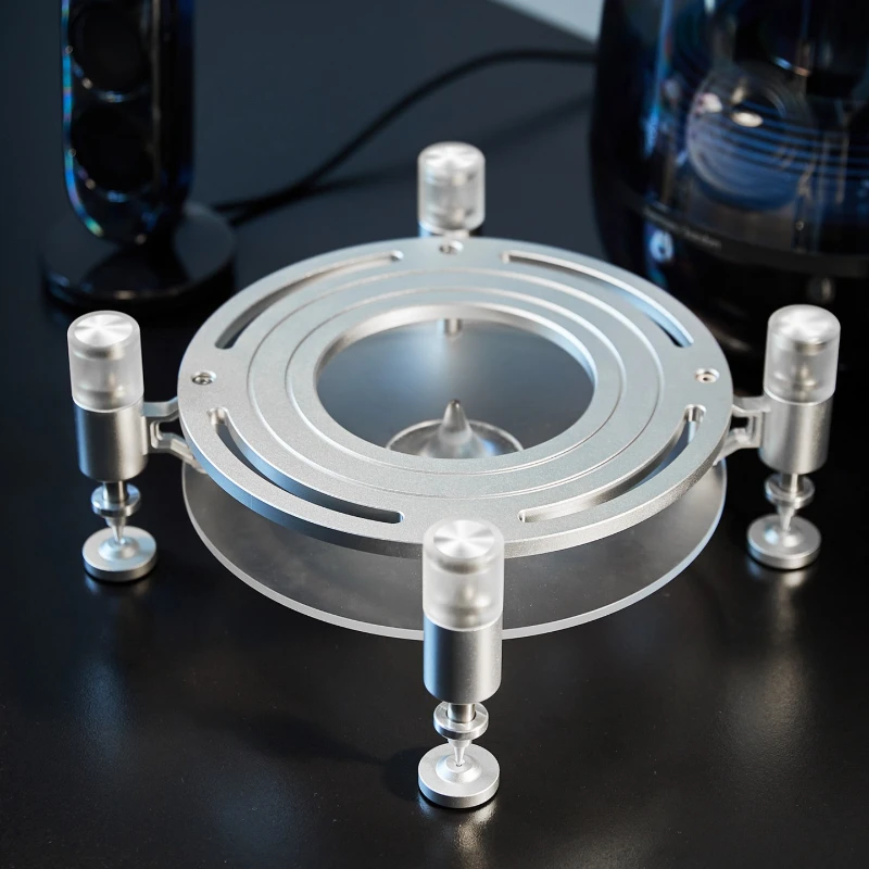 Soporte de Escritorio Flotante Metálico para Altavoces, Base Antivibración y Antideslizante, Soporte Universal para Montaje de Audio en Oficina