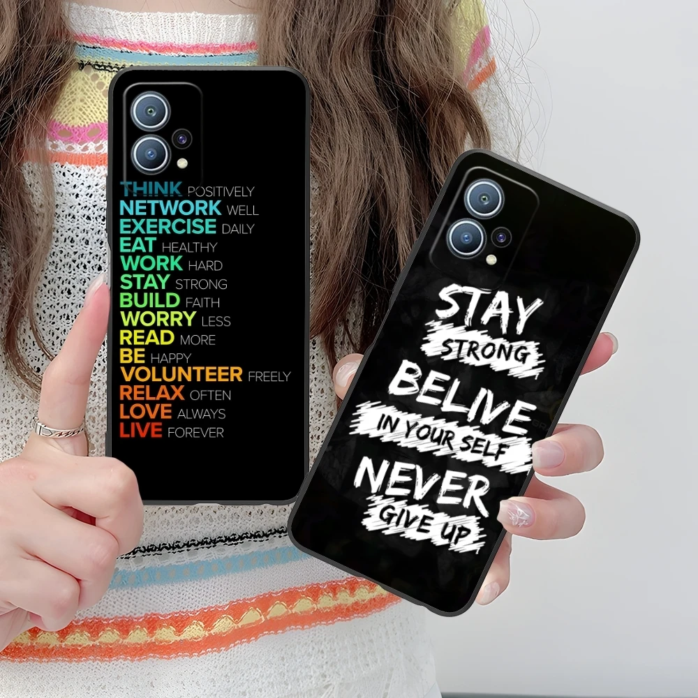 Never Give Up Painting Mobile Cell Phone Case for Huawei P60 P50 P40 P30 P20 P10 P9 P8 Pro Lite Plus Black Phone Cover Shell