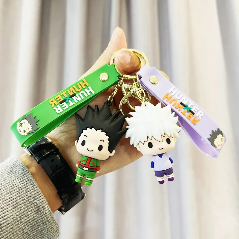 NEW 3D Anime Figure Keychain Cute Cartoon HunterXHunter Theme Soft Rubber Charms Keyring Jewelry Bag Key Holder Accessories Gift