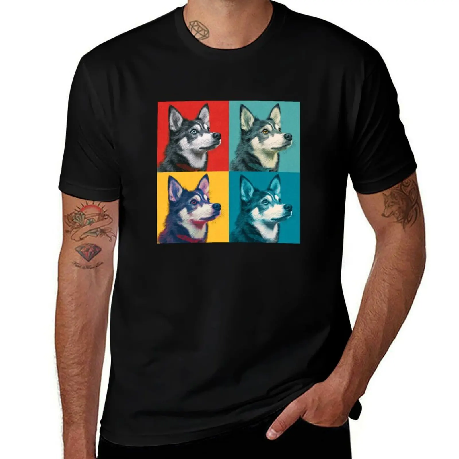 

Alaskan Klee Kai Dog Andy Warhol Style Pop Art T-Shirt luxury t-shirt Short sleeve tee anime t shirts men tshirt