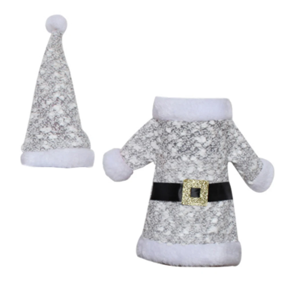 

1 Set Christmas Wine Clothes Modeling Decorative Bottle Cover Festival Party Ornament Red Hat Cover For Bottle Kitchen Bar Tool