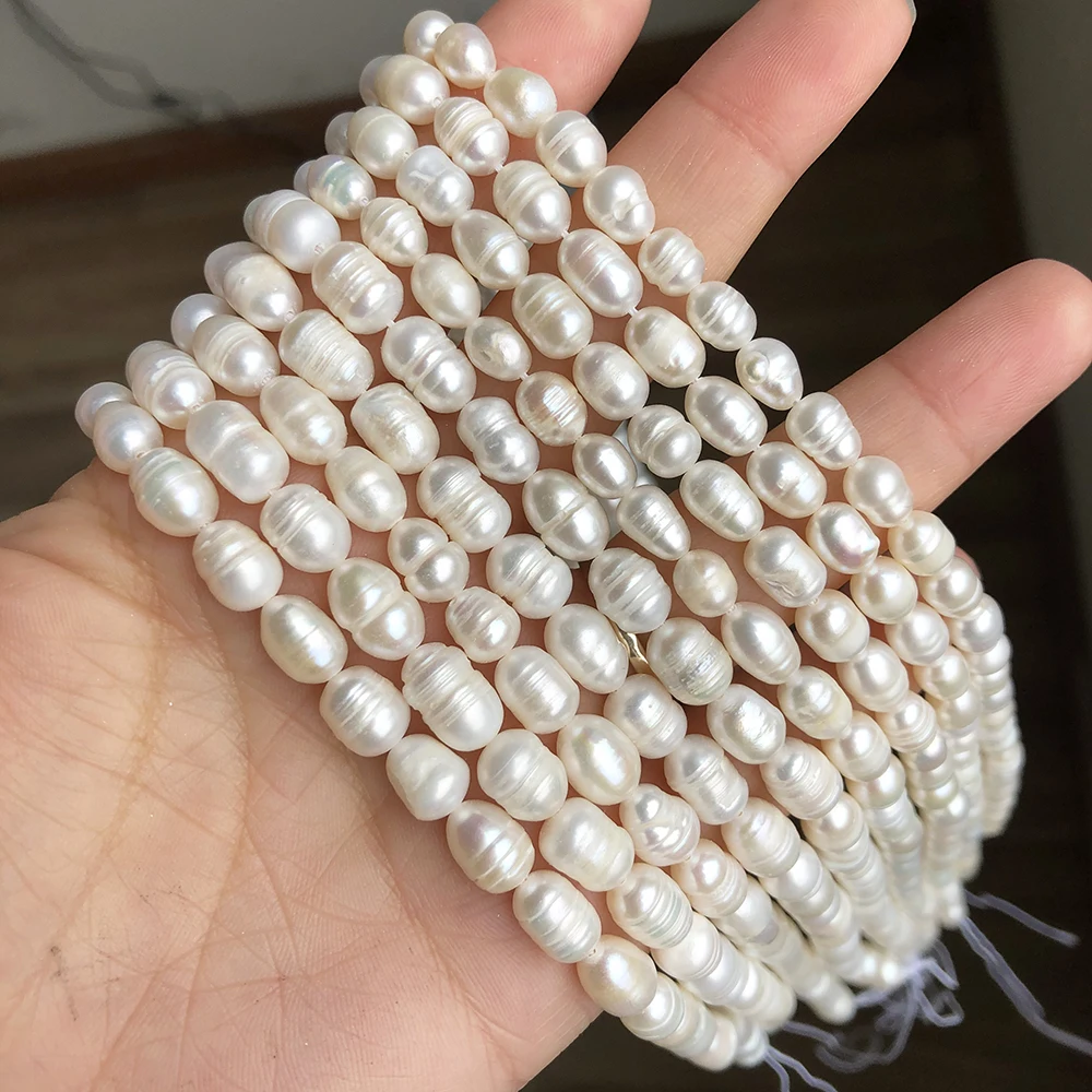 3-5mm High Quality Natural Pearl Egg Shape Punch Loose Beads for Jewelry Charms Making DIY Bracelet Necklace Accessory Findings