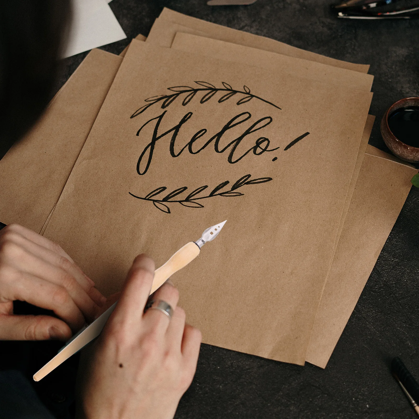 

6 Dipping Pen Sets 5 Nibs 1 Wooden Rod Manga Vintage Calligraphy Drawing DipPenNibs Handmade Practice Art Gift Steel Pen