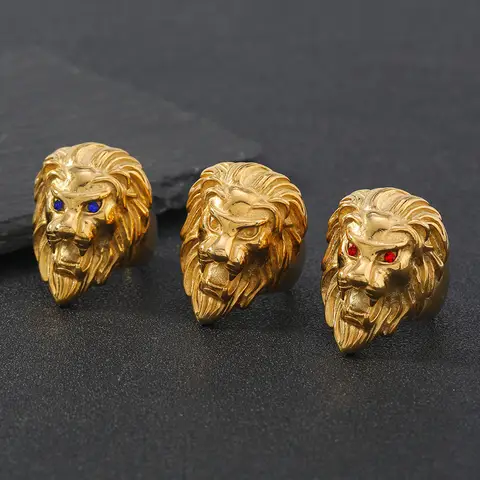 Stainless steel hip hop lion head ring men's trendy fashion ring titanium steel casting jewelry