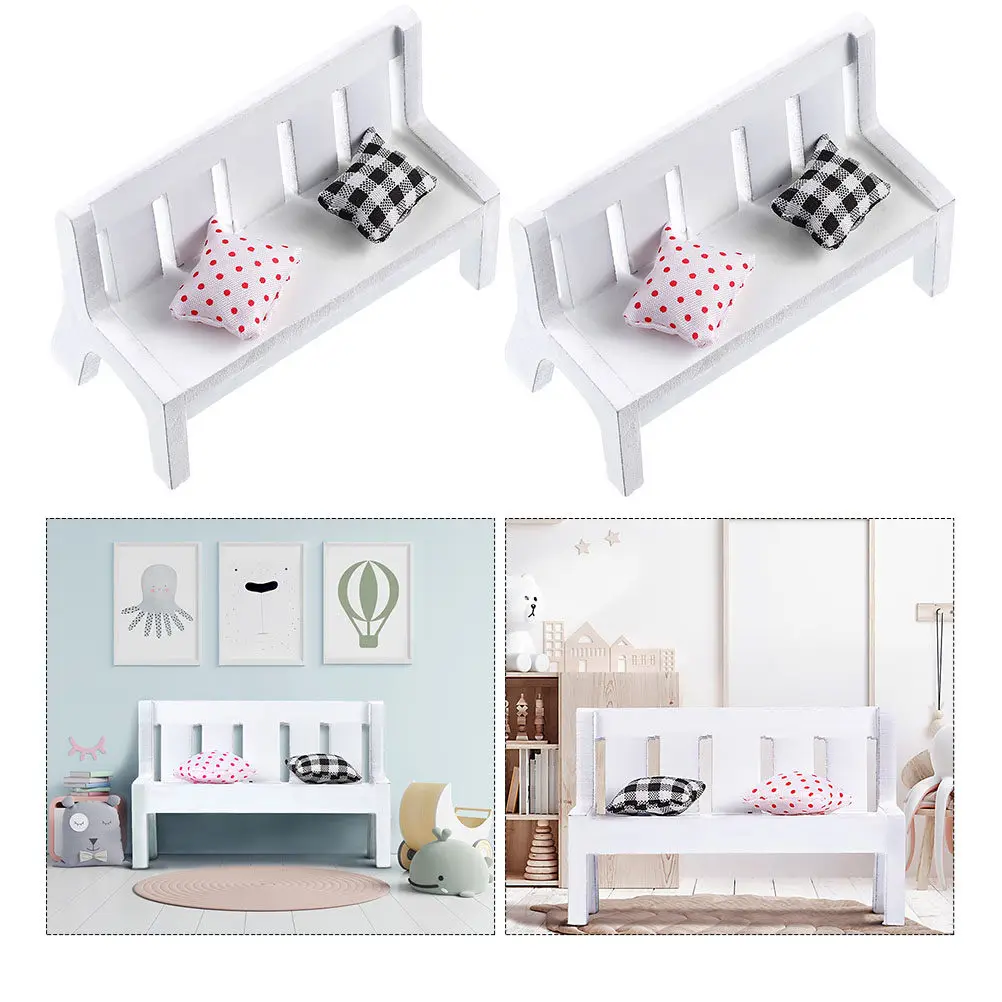 

2 Sets Mini Bench Exquisite Small Furniture Scene Decor Creative Desktop Realistic Decorative Micro Landscape Prop