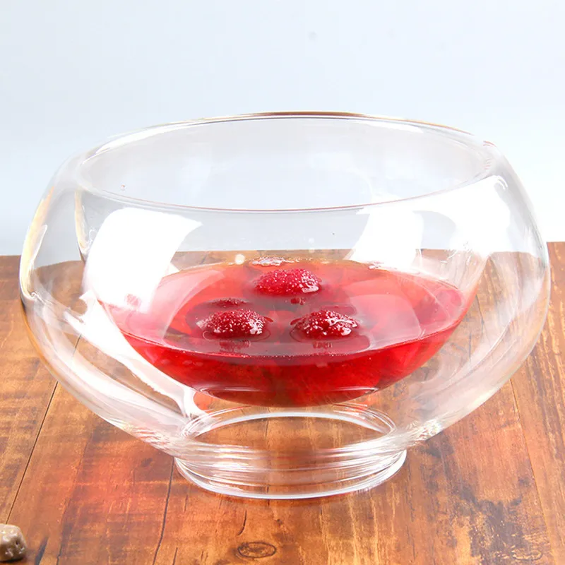 Double Layer Bubble Glass Ware, Dessert Plates, High-end Restaurant Cold Dishes, Japanese Cuisine Sashimi Plates, Art Tableware