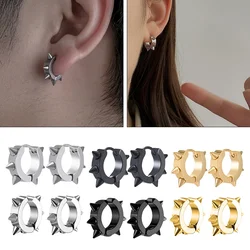 1Pair Punk Stainless Steel Round Circle Hoop Earrings For Men Women Not Fade Clip Earrings Hip Hop Male Jewelry