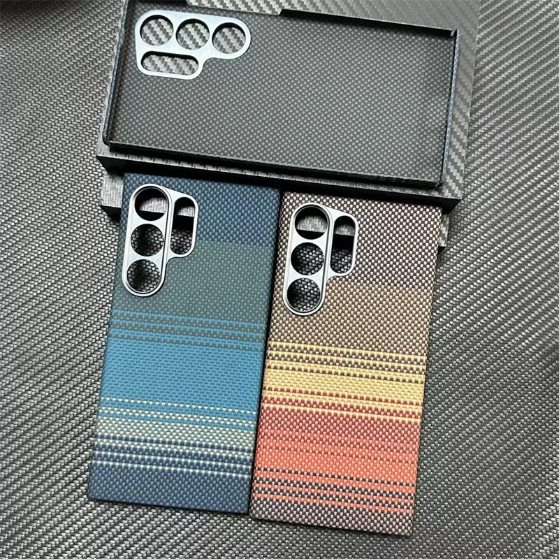 For Samsung S25Ultra Luxury Carbon Fiber Kevlar Magnetic Phone Case For Samsung Galaxy S24 S23 Ultra Anti Shock Protective Cover