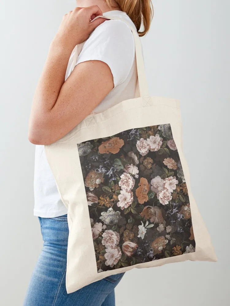 Antique Botanical Midnight Vintage Flower Botanical Night Garden Tote Bag Women bags tote bag university eco pack