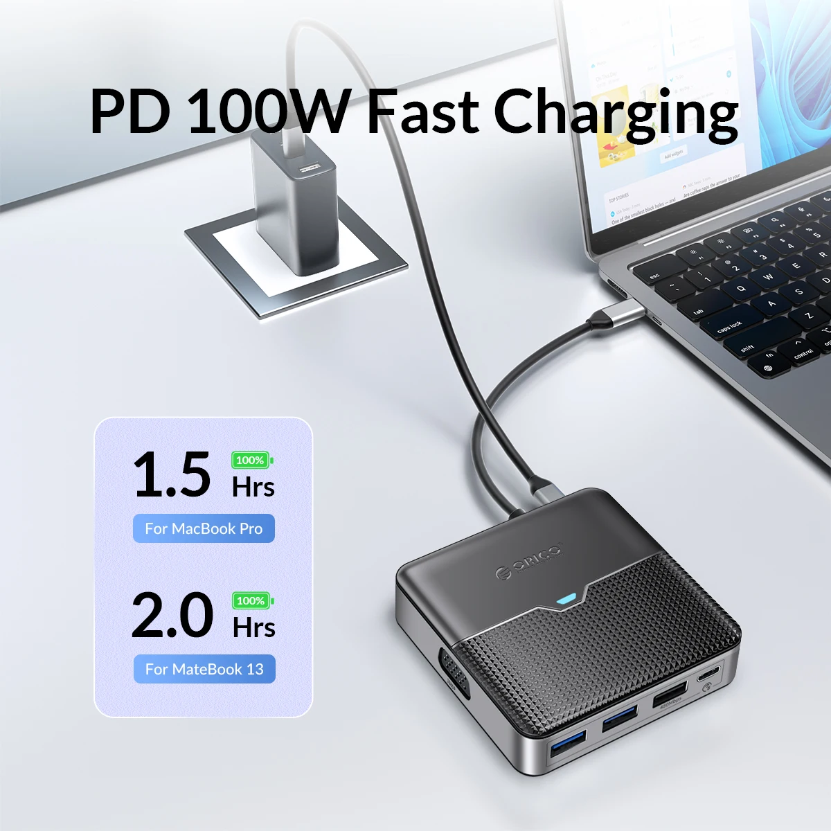 ORICO USB  HUB Type C 4K to HDMI-compatible Adapter Docking Station Ethernet Port PD100W For MacBook M1 Windows PC Accessories