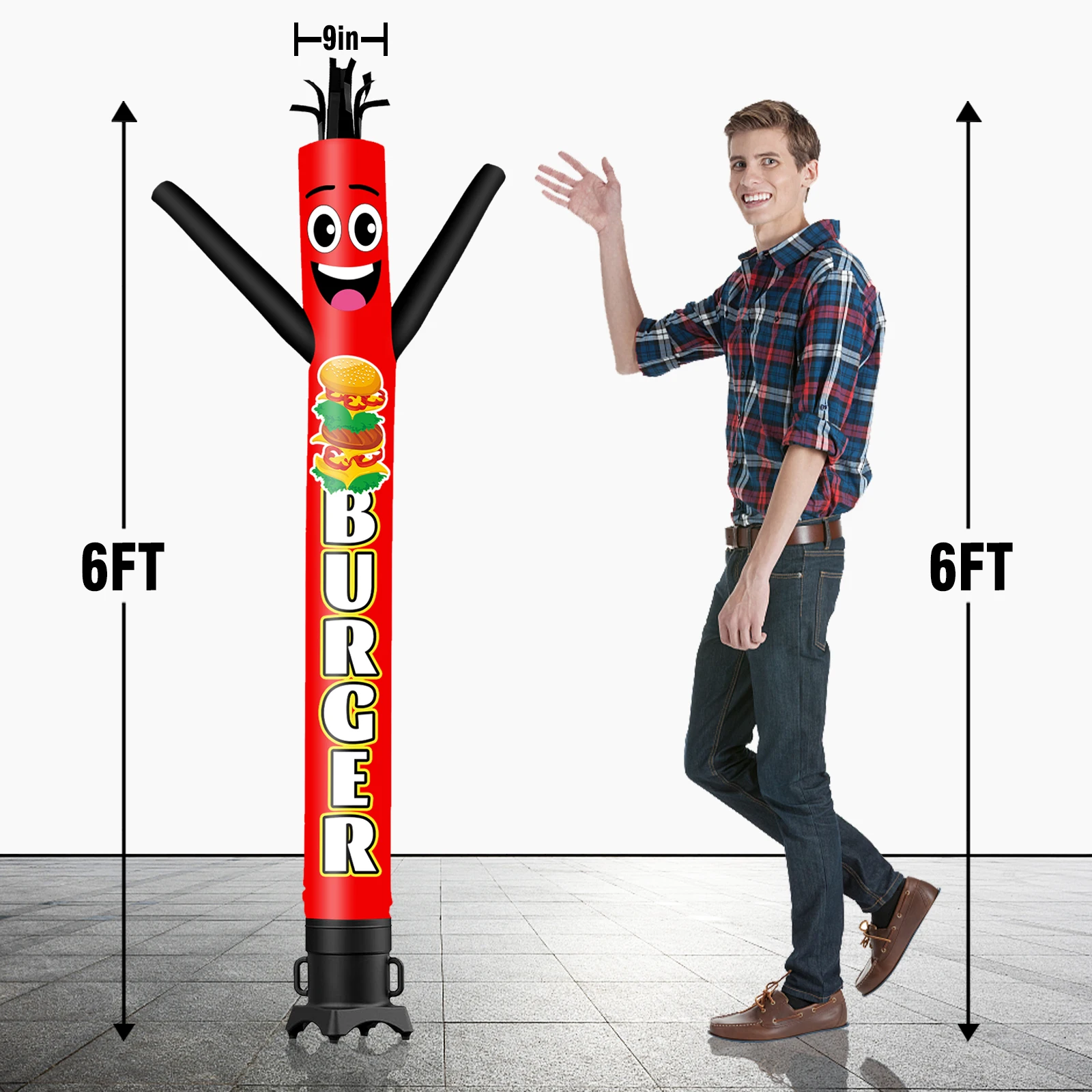 6/10/15/20FT Tall Inflatable Burger Dancing Guy for Outdoor Decoration Advertising(Blower Not Included)