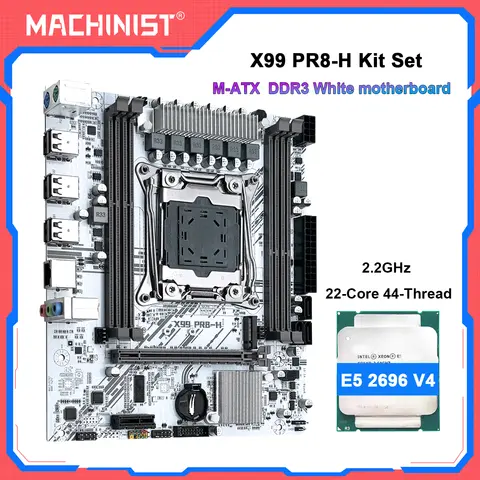 MACHINIST X99 PR8-H Motherboard Combo Intel Xeon E5 2686 V4 or E5 2696 V4 CPU LGA 2011-3 Support DDR3 RAM NVME M.2