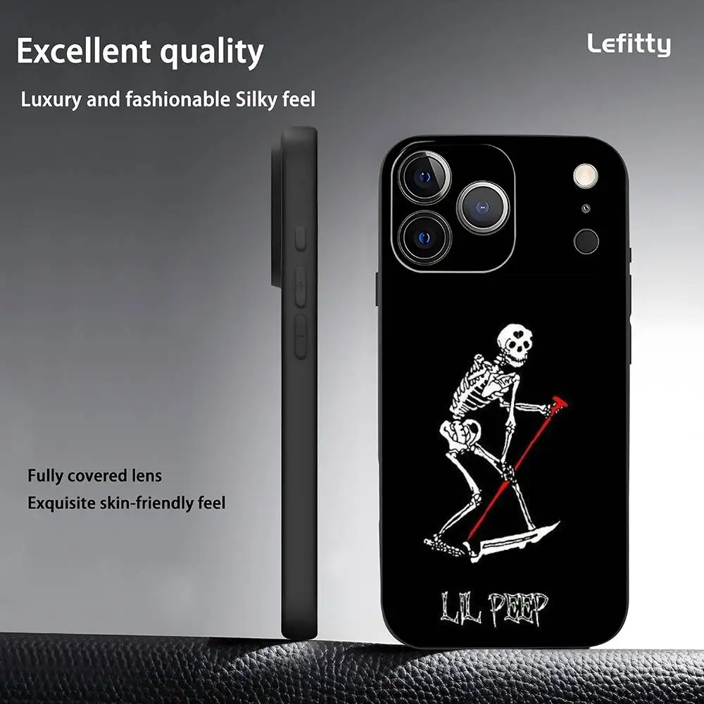 L-Lil Peep H-Hell Boy Phone Case For iPhone 17 16 15 14 13 12 11 Pro Max Plus Mini Black Frosted Soft Shell Funda - view 3