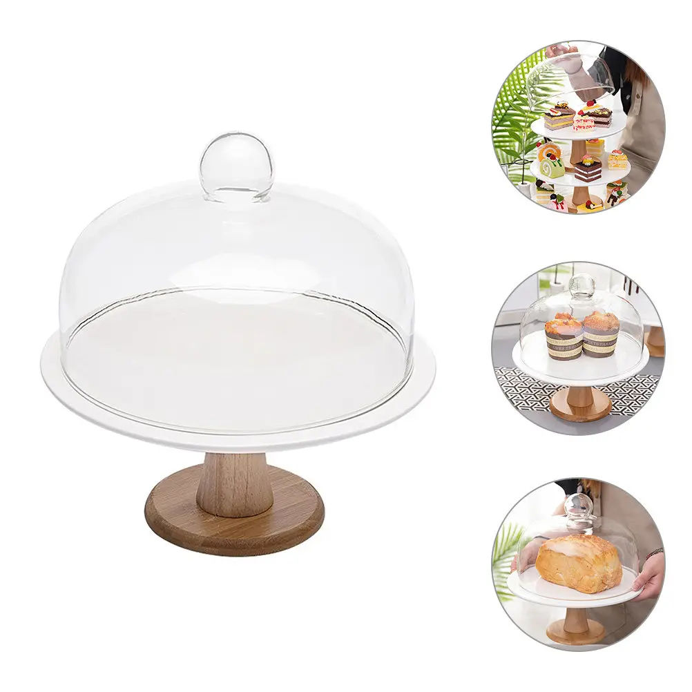 

Premium Elegant Cake Stand with High-Definition Glass Cover for Wedding Birthday Dessert Display Cake Serving Stand Pastry